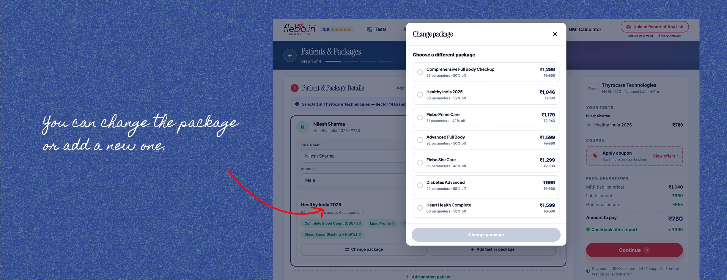 Change package modal