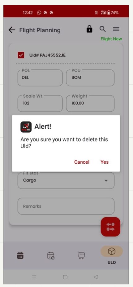 Legacy delete confirmation: Are you sure you want to delete this Uld? Cancel / Yes