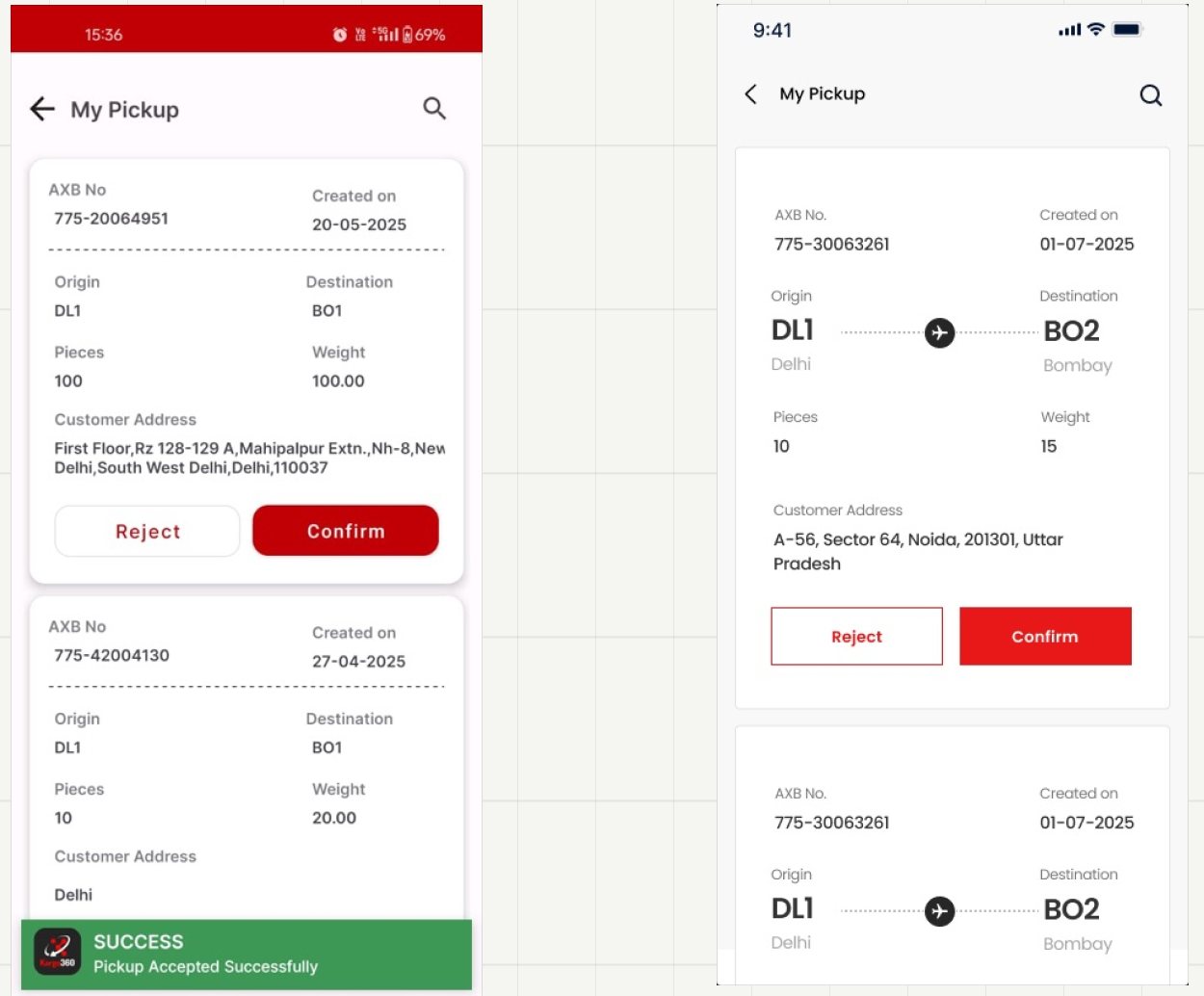 My Pickup card before and after the redesign