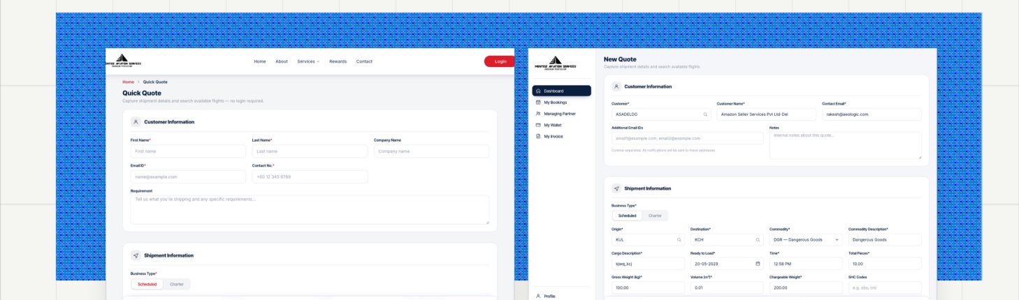 Quick Quote without login beside New Quote inside the workspace